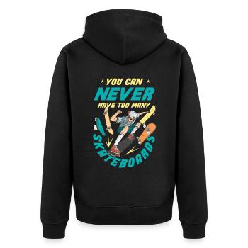 Skater Skateboard Gift Halfpipe Sk8 Ollie - Unisex Premium Organic Zip Hoodie - black - Back - Nico (187cm)