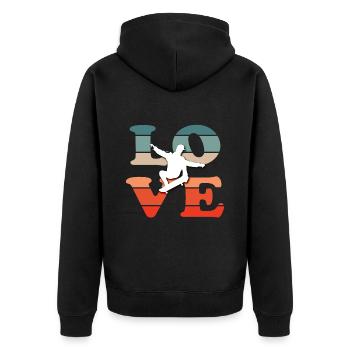 Skateboard Kickflip Geschenk Longboard Sk8er Sk8 - Unisex Premium Bio Zip Hoodie - Schwarz - Hinten - Nico (187cm)