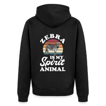 Zebra Tshirt in Afrika Pferd Safari - Unisex Premium Bio Zip Hoodie - Schwarz - Hinten - Nico (187cm)