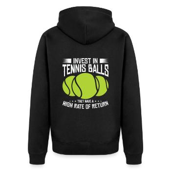 Joueur de tennis Raquette de tennis Balle de tennis - Veste à capuche bio Premium Unisexe - noir - Dos - Nico (187cm)