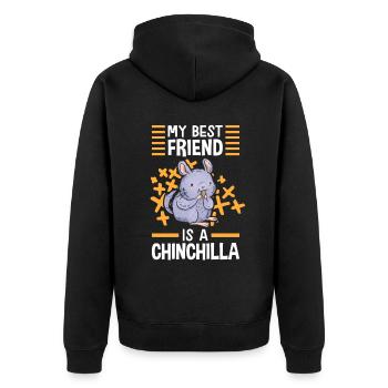 Chinchilla my best friend rodent woolly mouse - Unisex Premium Organic Zip Hoodie - black - Back - Nico (187cm)