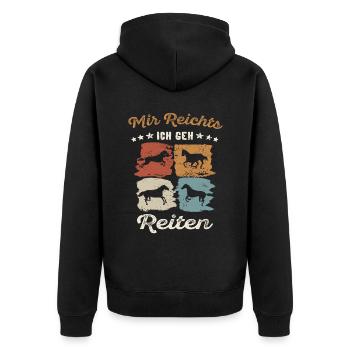 Mir reichts - ich geh reiten Pferd Retro Geschenk - Unisex Premium Bio Zip Hoodie - Schwarz - Hinten - Nico (187cm)