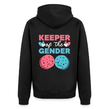 Hüter des Geschlechts Baby Reveal Baby-Ankündigung - Unisex Premium Bio Zip Hoodie - Schwarz - Hinten - Nico (187cm)