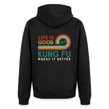 La vie est bonne Kung Fu le rend meilleur pour Kung - Veste à capuche bio Premium Unisexe - noir - Dos - Nico (187cm)
