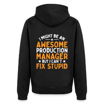 I Might Be Awesome Production Manager - Unisex Premium Bio Zip Hoodie - Schwarz - Hinten - Nico (187cm)