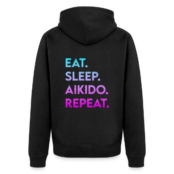 manger du sommeil aïkido répéter - Veste à capuche bio Premium Unisexe - noir - Dos - Nico (187cm)
