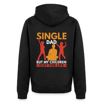 Single father, but my children remain - Unisex Premium Organic Zip Hoodie - black - Back - Nico (187cm)