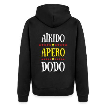 aïkido apéro dodo - Veste à capuche bio Premium Unisexe - noir - Dos - Nico (187cm)