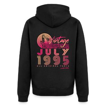 Geschenkidee Für Juli 1995 - Unisex Premium Bio Zip Hoodie - Schwarz - Hinten - Nico (187cm)