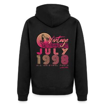 Mois de naissance Juillet 1998 - Veste à capuche bio Premium Unisexe - noir - Dos - Nico (187cm)