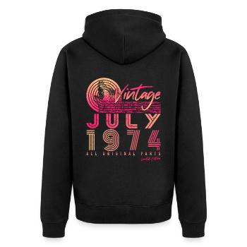 1974 En juillet Alles Original - Veste à capuche bio Premium Unisexe - noir - Dos - Nico (187cm)