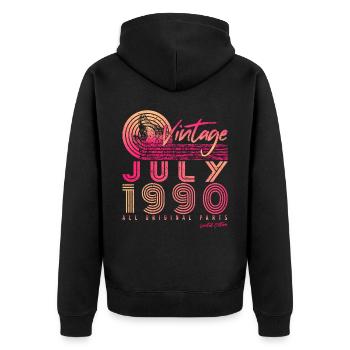 Juli 1990 Geburtstagsgruss - Unisex Premium Bio Zip Hoodie - Schwarz - Hinten - Nico (187cm)