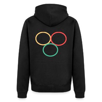 Three Circles Simple Design - Unisex Premium Organic Zip Hoodie - black - Back - Nico (187cm)