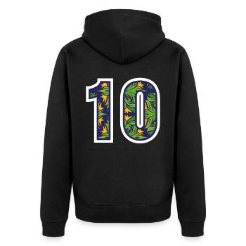 Zahl 10 Grünes Design - Unisex Premium Bio Zip Hoodie - Schwarz - Hinten - Nico (187cm)