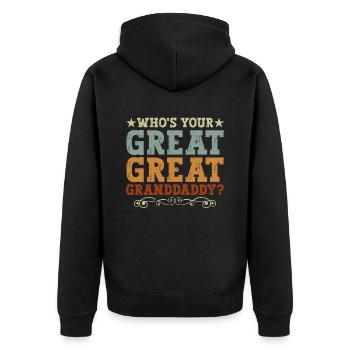 Ahnenforscher Genealoge Stammbaum Familienforscher - Unisex Premium Bio Zip Hoodie - Schwarz - Hinten - Nico (187cm)