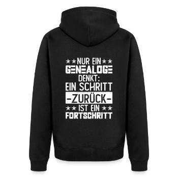 Ahnenforscher Genealoge Stammbaum Familienforscher - Unisex Premium Bio Zip Hoodie - Schwarz - Hinten - Nico (187cm)