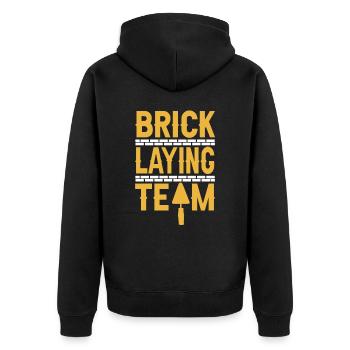 Maurerteam Ziegelstein Maurer Maurerarbeiten - Unisex Premium Bio Zip Hoodie - Schwarz - Hinten - Nico (187cm)