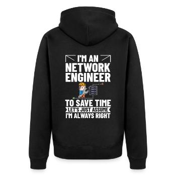 Netzwerkingenieur Network Engineer Computer - Unisex Premium Bio Zip Hoodie - Schwarz - Hinten - Nico (187cm)