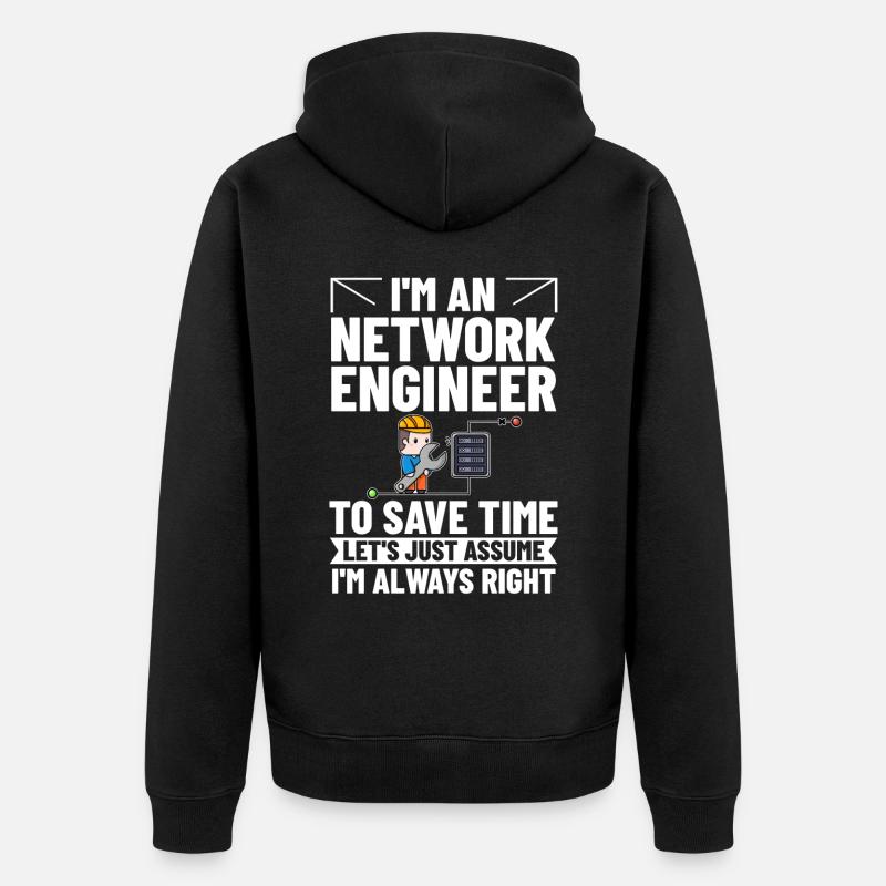 Netzwerkingenieur Network Engineer Computer - Unisex Premium Bio Zip Hoodie - Schwarz