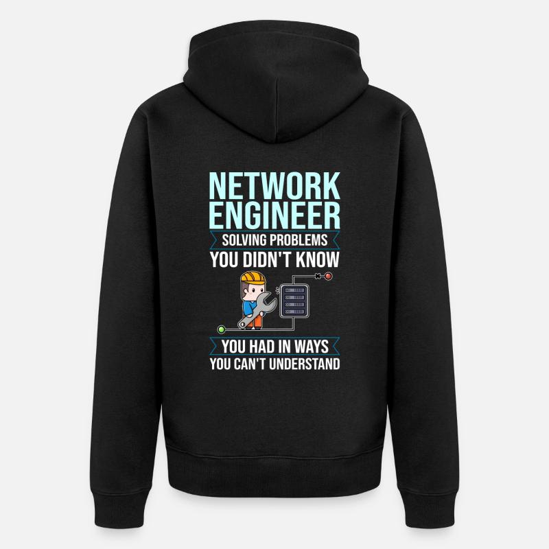Netzwerkingenieur Network Engineer Computer - Unisex Premium Bio Zip Hoodie - Schwarz