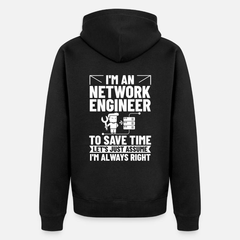 Netzwerkingenieur Network Engineer Computer - Unisex Premium Bio Zip Hoodie - Schwarz