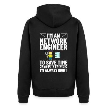 Netzwerkingenieur Network Engineer Computer - Unisex Premium Bio Zip Hoodie - Schwarz - Hinten - Nico (187cm)