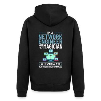 Netzwerkingenieur Network Engineer Computer - Unisex Premium Bio Zip Hoodie - Schwarz - Hinten - Nico (187cm)