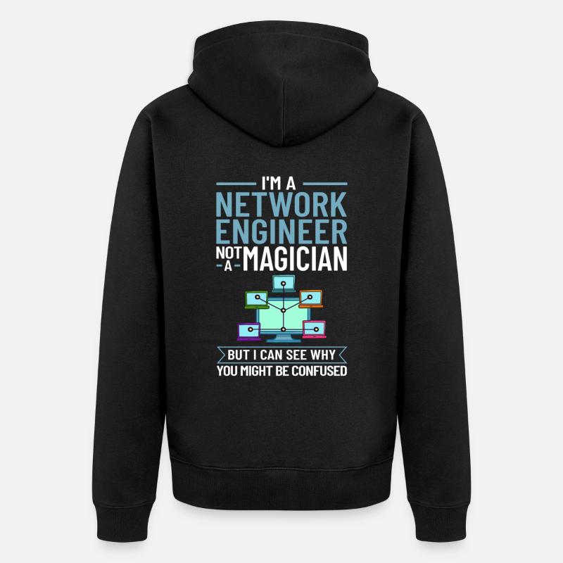 Netzwerkingenieur Network Engineer Computer - Unisex Premium Bio Zip Hoodie - Schwarz