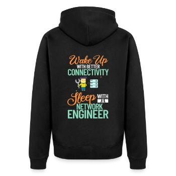 Netzwerkingenieur Network Engineer Computer - Unisex Premium Bio Zip Hoodie - Schwarz - Hinten - Nico (187cm)