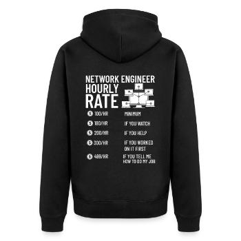 Netzwerkingenieur Network Engineer Computer - Unisex Premium Bio Zip Hoodie - Schwarz - Hinten - Nico (187cm)
