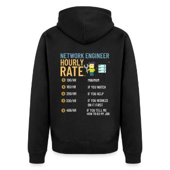 Netzwerkingenieur Network Engineer Computer - Unisex Premium Bio Zip Hoodie - Schwarz - Hinten - Nico (187cm)