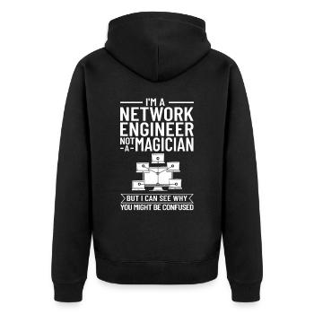 Netzwerkingenieur Network Engineer Computer - Unisex Premium Bio Zip Hoodie - Schwarz - Hinten - Nico (187cm)