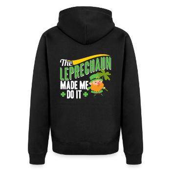 Der Leprechaun Hat Mich Dazu Gezwungen Kobold Ire - Unisex Premium Bio Zip Hoodie - Schwarz - Hinten - Nico (187cm)
