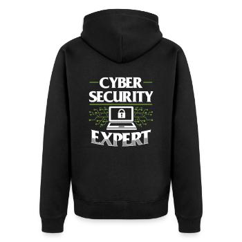 Cybersecurity Experte Hack Hacker IT Sicherheit - Unisex Premium Bio Zip Hoodie - Schwarz - Hinten - Nico (187cm)