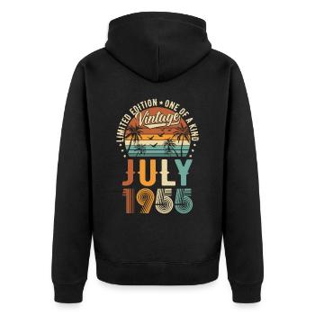 Édition limitée Juillet 1955 Cadeau d’anniversaire - Veste à capuche bio Premium Unisexe - noir - Dos - Nico (187cm)