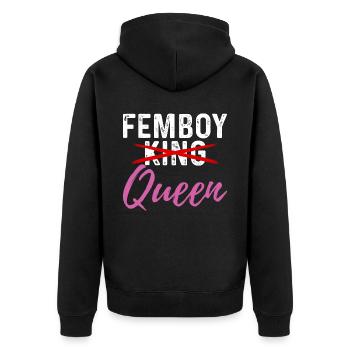 Lustiges Femboy-Geschenk - Unisex Premium Bio Zip Hoodie - Schwarz - Hinten - Nico (187cm)