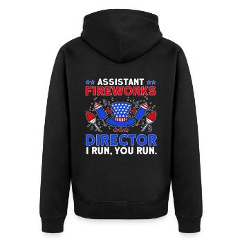 Funny fireworks pyrotechnician saying - Unisex Premium Organic Zip Hoodie - black - Back - Nico (187cm)