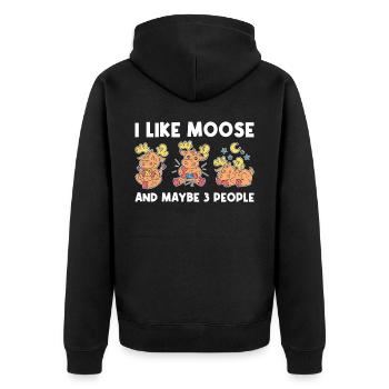 I Like Moose And Maybe 3 People Moose Gift - Unisex Premium Organic Zip Hoodie - black - Back - Nico (187cm)