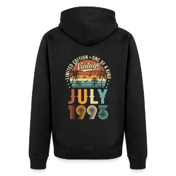 Édition limitée Juillet 1993 Cadeau d’anniversaire - Veste à capuche bio Premium Unisexe - noir - Dos - Nico (187cm)