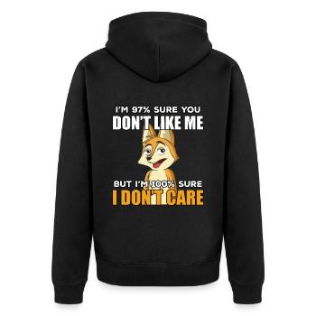 Lustige Fuchs geschenk idee - Unisex Premium Bio Zip Hoodie - Schwarz - Hinten - Nico (187cm)