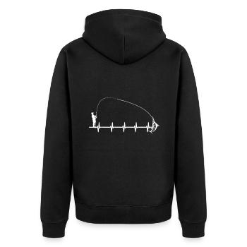 Angeln Herzschlag Geschenk - Unisex Premium Bio Zip Hoodie - Schwarz - Hinten - Nico (187cm)