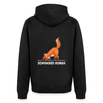 Yoga Fuchs - Unisex Premium Bio Zip Hoodie - Schwarz - Hinten - Nico (187cm)