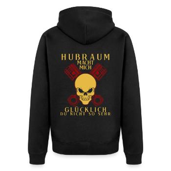 Hubraum Tuner Benzin Motorsport Tuning - Unisex Premium Bio Zip Hoodie - Schwarz - Hinten - Nico (187cm)