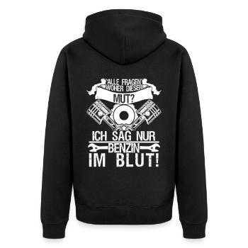 Hubraum Tuner Benzin Turbolader Tuning - Unisex Premium Bio Zip Hoodie - Schwarz - Hinten - Nico (187cm)