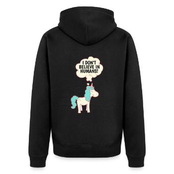 Einhorn - Unisex Premium Bio Zip Hoodie - Schwarz - Hinten - Nico (187cm)