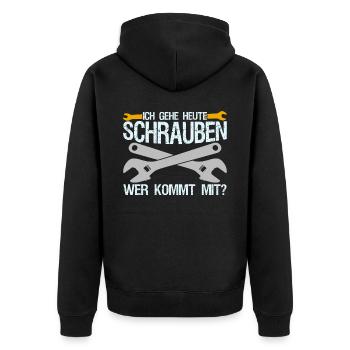 Hubraum Tuner Schrauber Tuning - Unisex Premium Bio Zip Hoodie - Schwarz - Hinten - Nico (187cm)