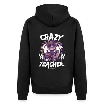 Crazy Teacher - Unisex Premium Bio Zip Hoodie - Schwarz - Hinten - Nico (187cm)