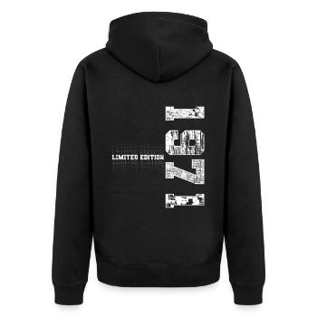 Limited Edition 1971 Geburtsjahr 1971 Geschenk - Unisex Premium Bio Zip Hoodie - Schwarz - Hinten - Nico (187cm)