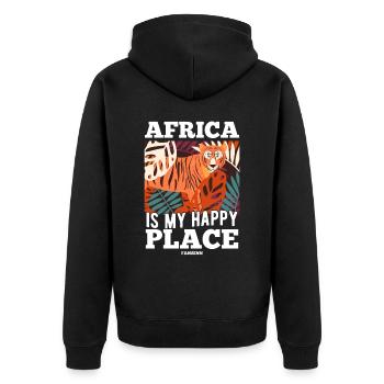 L’Afrique est mon endroit heureux - Veste à capuche bio Premium Unisexe - noir - Dos - Nico (187cm)