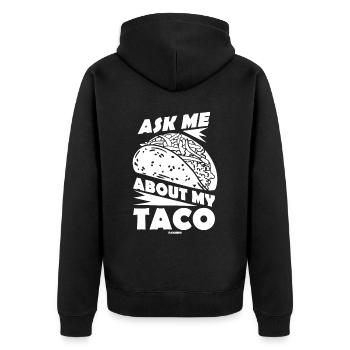 Posez-moi des questions sur mon taco - Veste à capuche bio Premium Unisexe - noir - Dos - Nico (187cm)